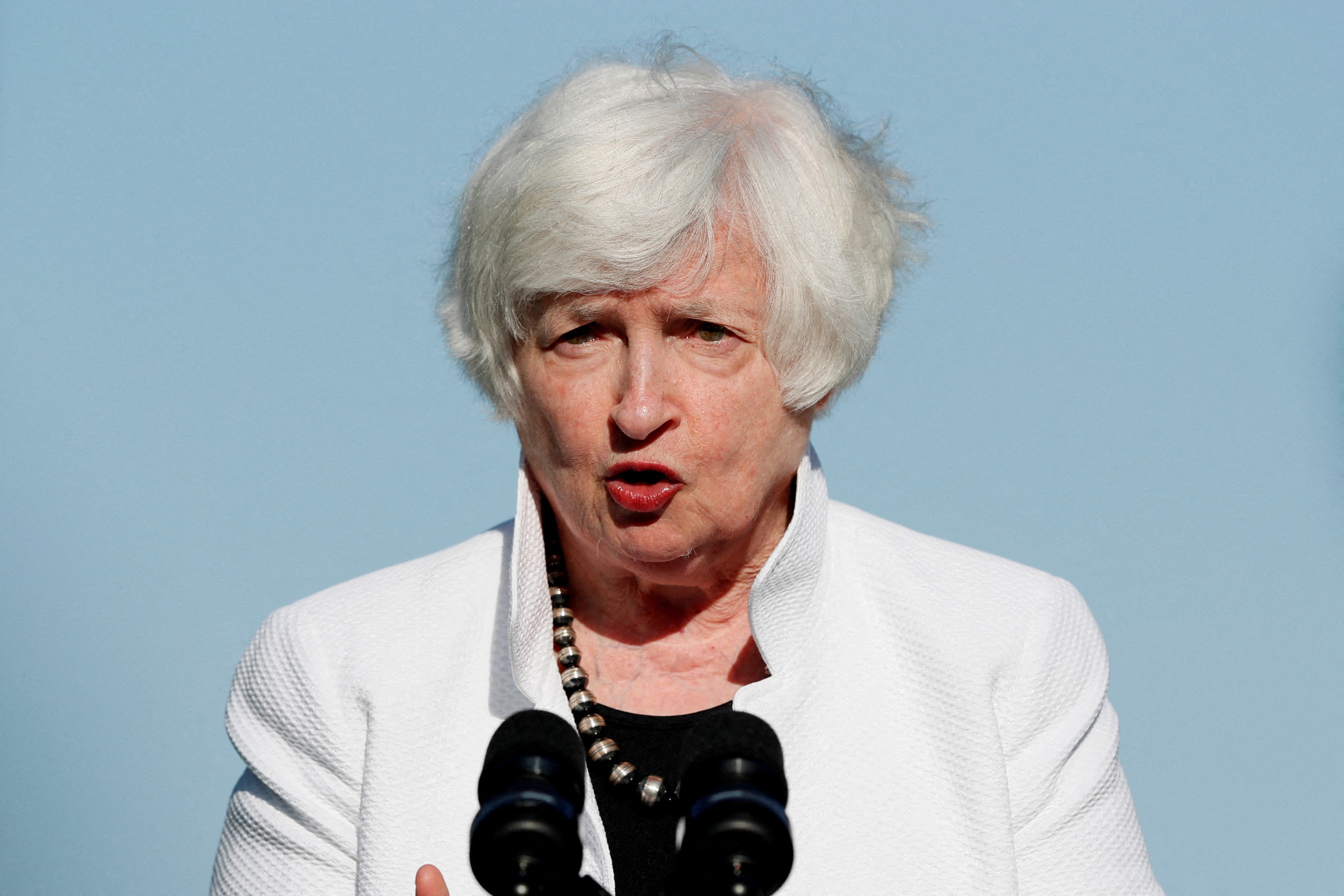 US Treasury Secretary Janet Yellen speaks during a news conference, ahead of the G20 Finance Ministers and Central Bank Governors Meeting, in Nusa Dua, Bali, Indonesia, July 14, 2022. (Reuters)