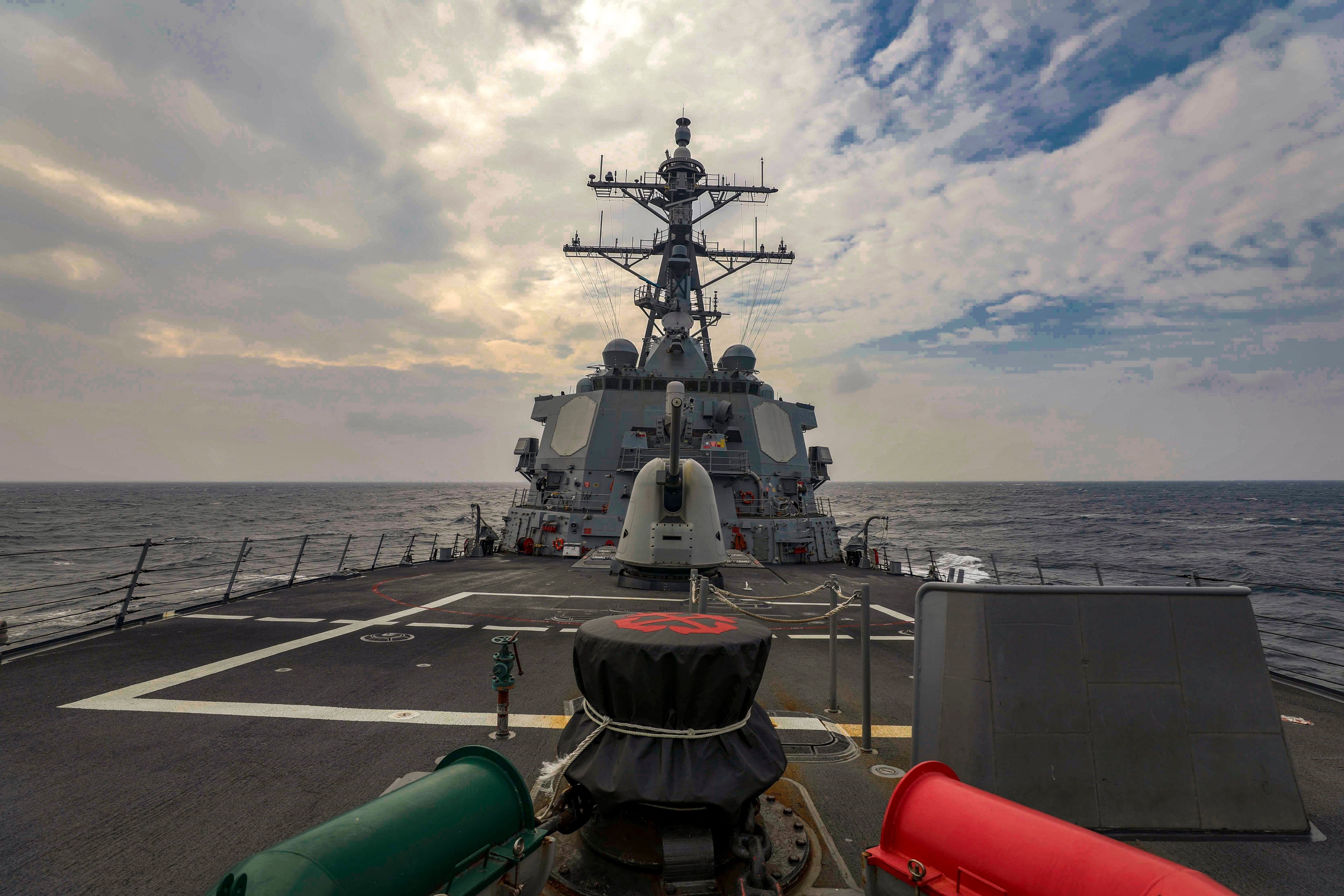 The USS Higgins, an Arleigh Burke-class guided-missile destroyer, was jointed by a Canadian frigate as it sailed through the Taiwan Strait on Tuesday. Photo: US Navy.