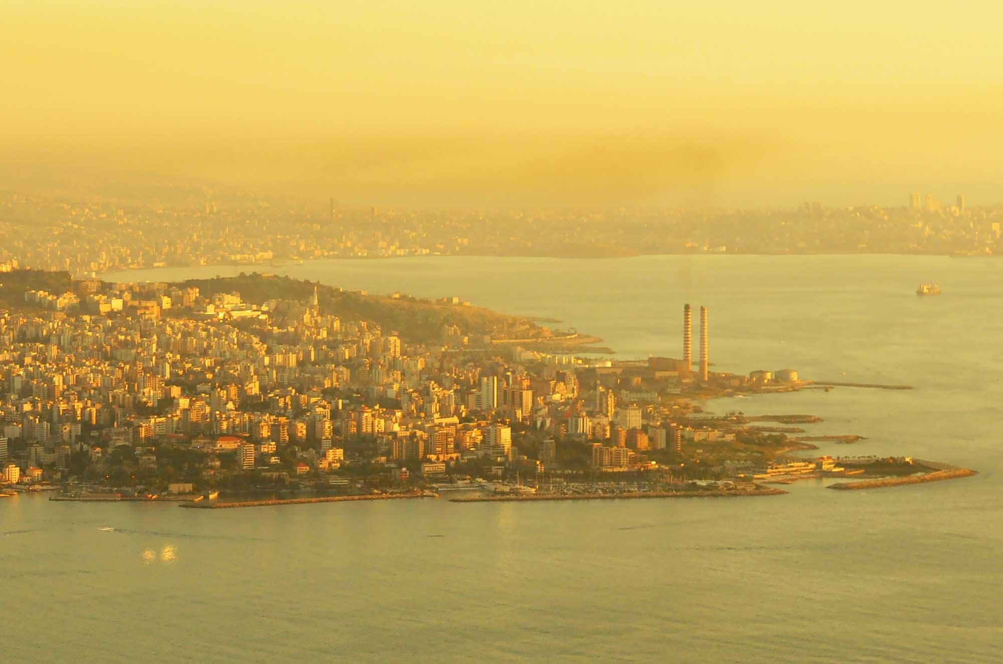 Air pollution over Beirut, Lebanon.