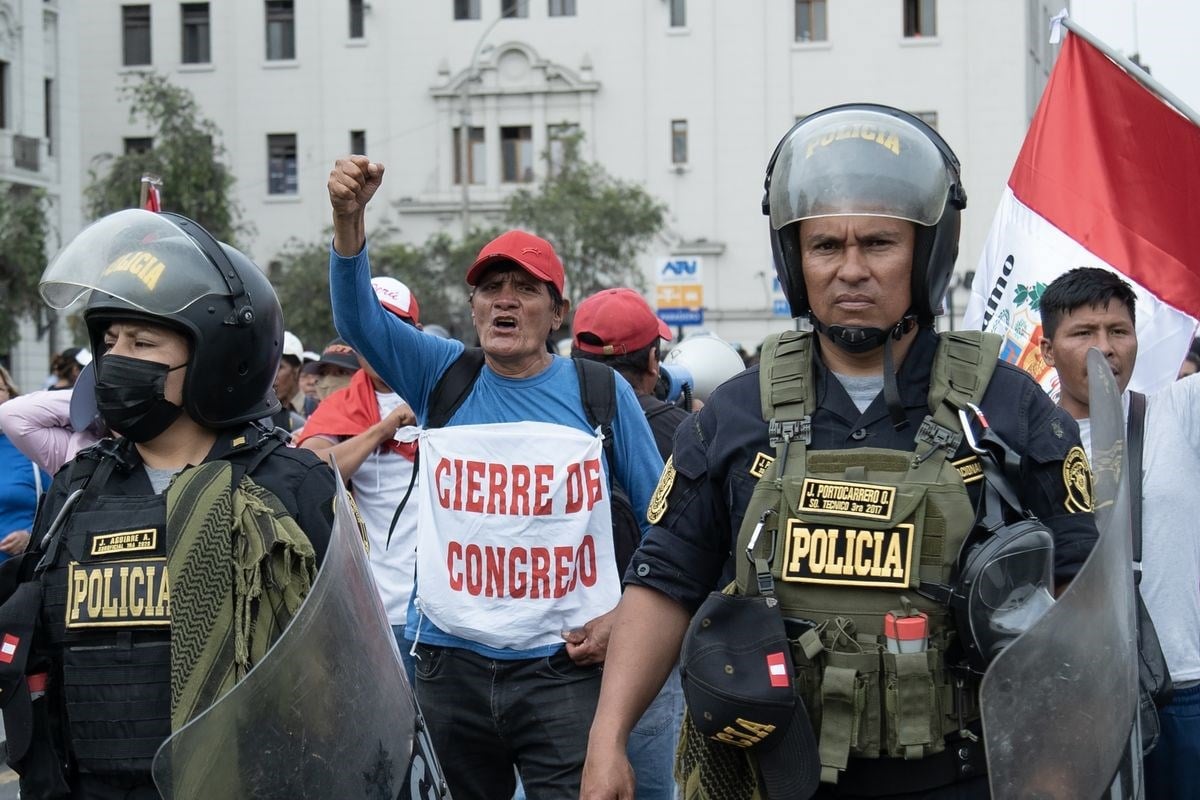 Supporters of Pedro Castillo protest his ousting and arrest in Lima (Bloomberg)