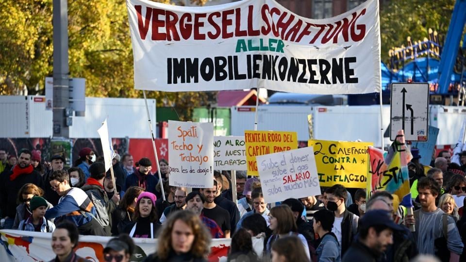 Demonstrators protesting in Berlin against the cost-of-living conditions in November 2022 (AFP)