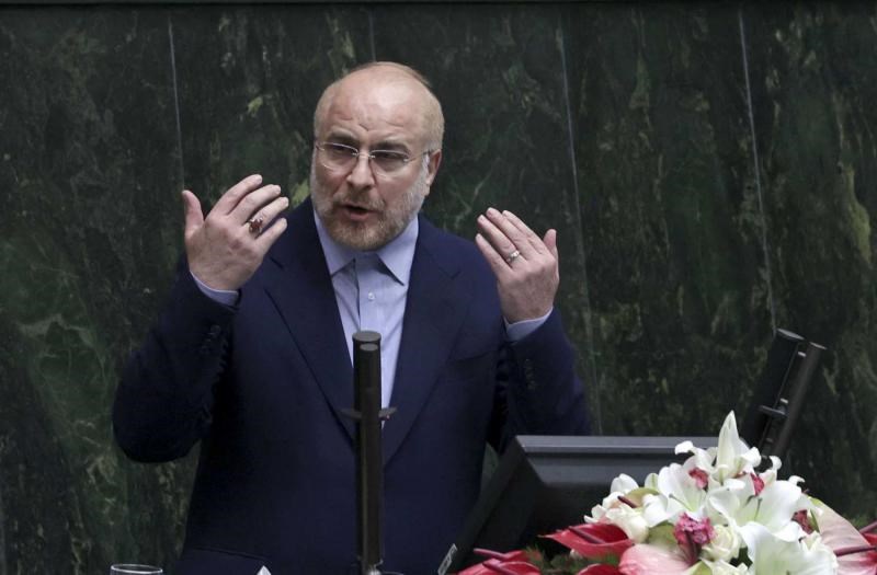 A file picture shows Iranian parliament speaker Mohammad Bagher Ghalibaf speaking during a parliament session in Tehran.  (AFP)