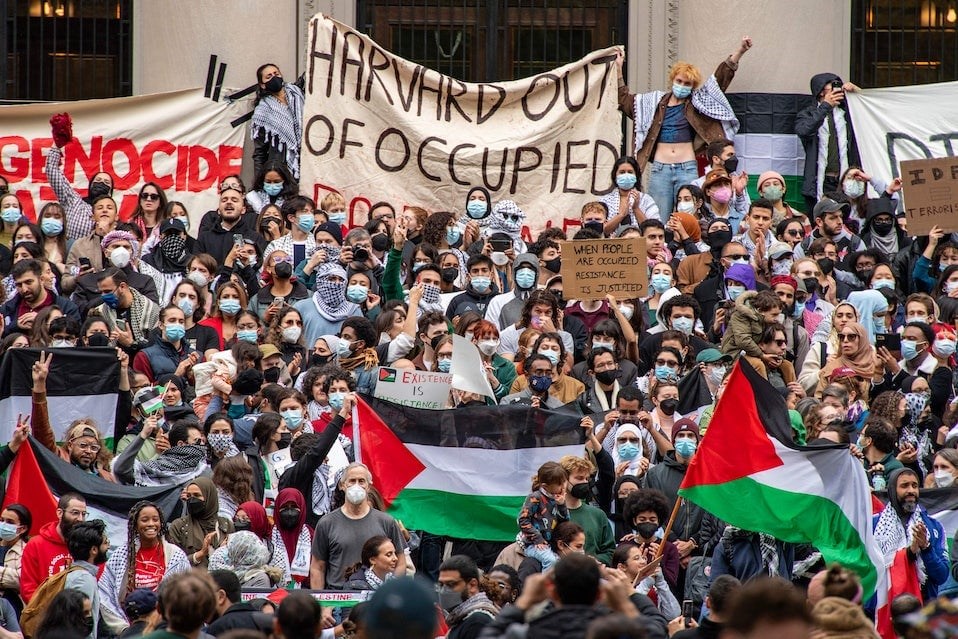 A rally at Harvard University on October 13 supporting Palestine (AFP)