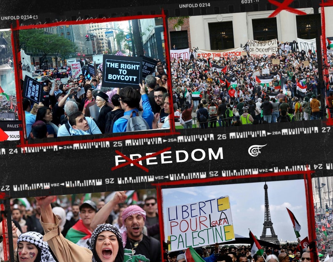 I feel nothing but pity for the Europeans who fall into this trap of false equivalency, because they are held hostage by their corrupt governments. (Al Mayadeen English; Illustrated by: Arwa Makki)