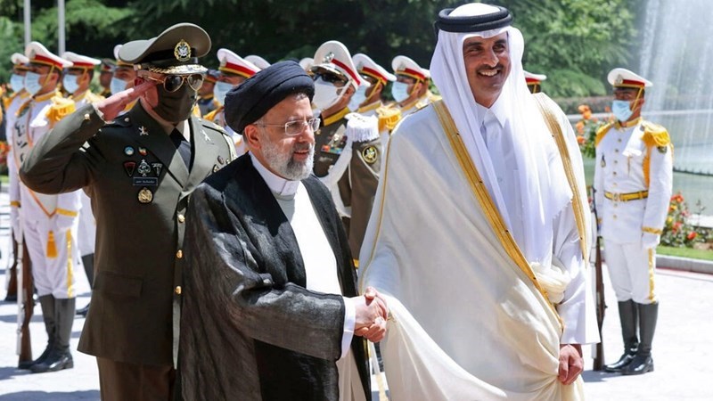 Iranian president Ebrahim Raisi met with the Emir of Qatar, Tamim bin Hamad Al Thani, 12 May 2022 (Iranian Presidency)