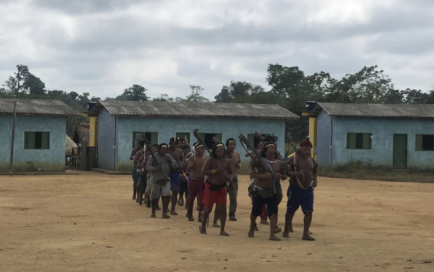 Indigenous Xikrin warriors in the Para State of the Brazilian Amazon in August 2019 (AP)