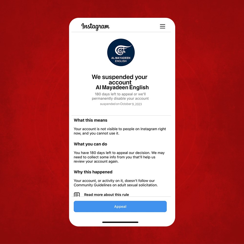 Meta blocks Al Mayadeen English on Instagram, restored after appeal