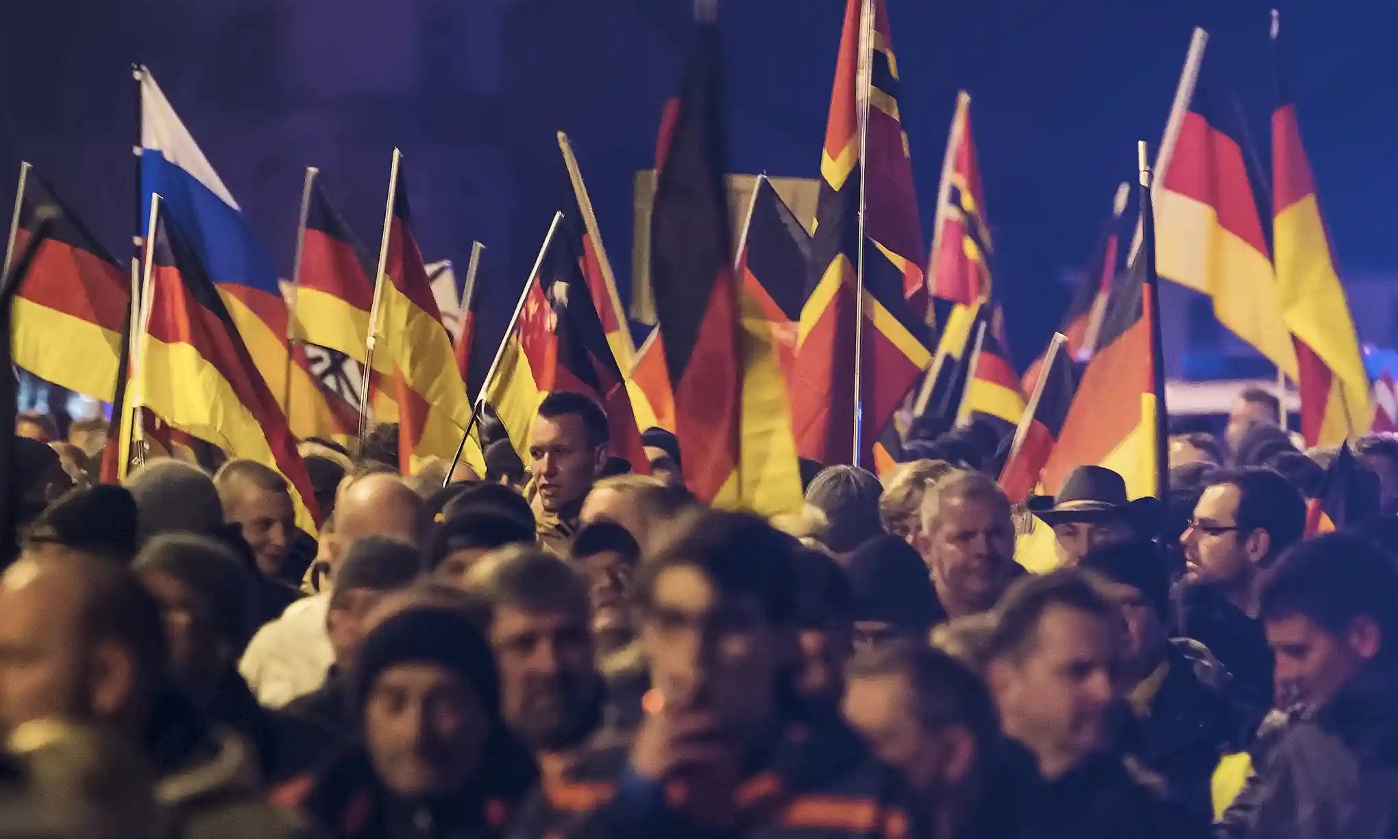 A demonstration in Erfurt, central Germany, initiated by the Alternative für Deutschland (AfD) party against immigration policy. (AP)