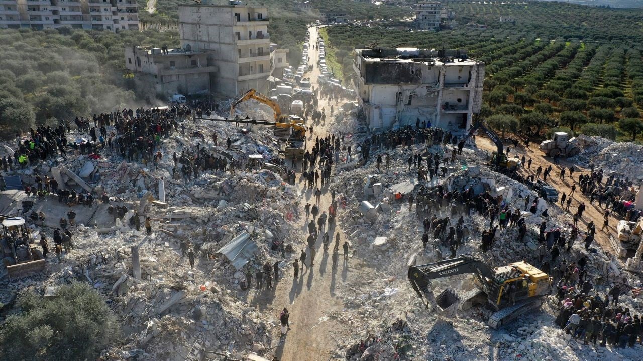 A scene from the Idlib province in Syria after the fatal earthquakes (AFP)