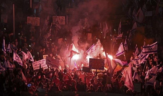 Israelis protest against Prime Minister Benjamin Netanyahu's new coalition and its proposed judicial reforms in