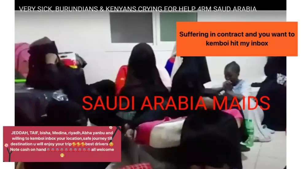 Screenshot of a video showing African maids in Saudi Arabia and comments from dalalas on Facebook. ( Debra Nyanchoka / Facebook)