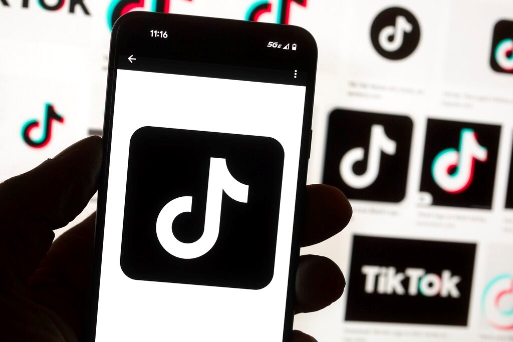 The TikTok logo is seen on a cell phone on Oct. 14, 2022, in Boston (AP Photo/Michael Dwyer, File)