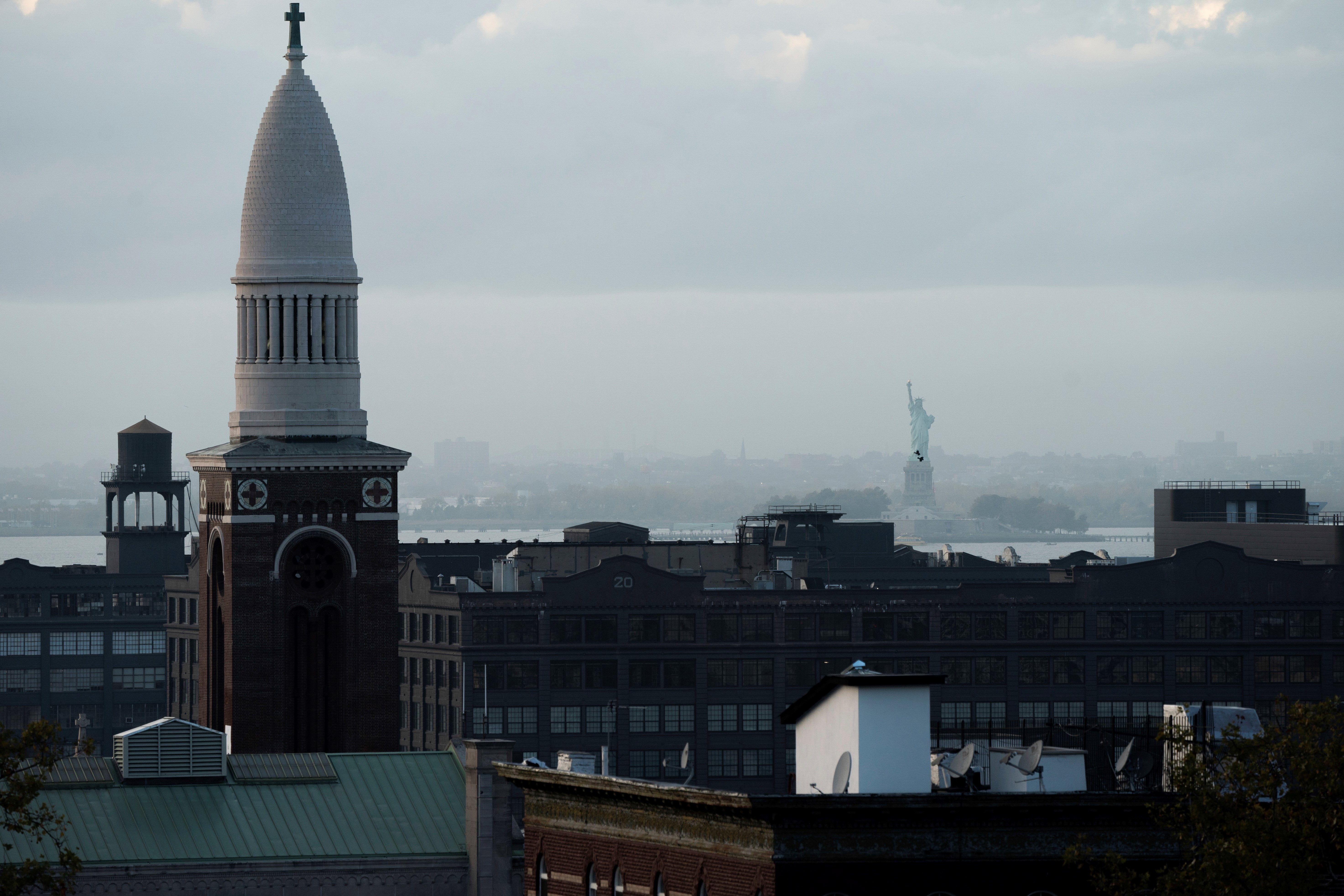 The Statue of Liberty is seen from Sunset Park, Wednesday, Oct. 26, 2022, in the Brooklyn borough of New York (AP Photo/Julia Nikhinson)