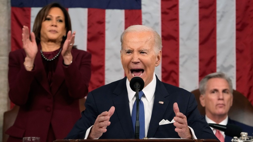 US President Joe Biden talks about passing an assault weapons ban as he delivers the State of the Union address to a joint session of Congress, February 7, 2023. (AP)