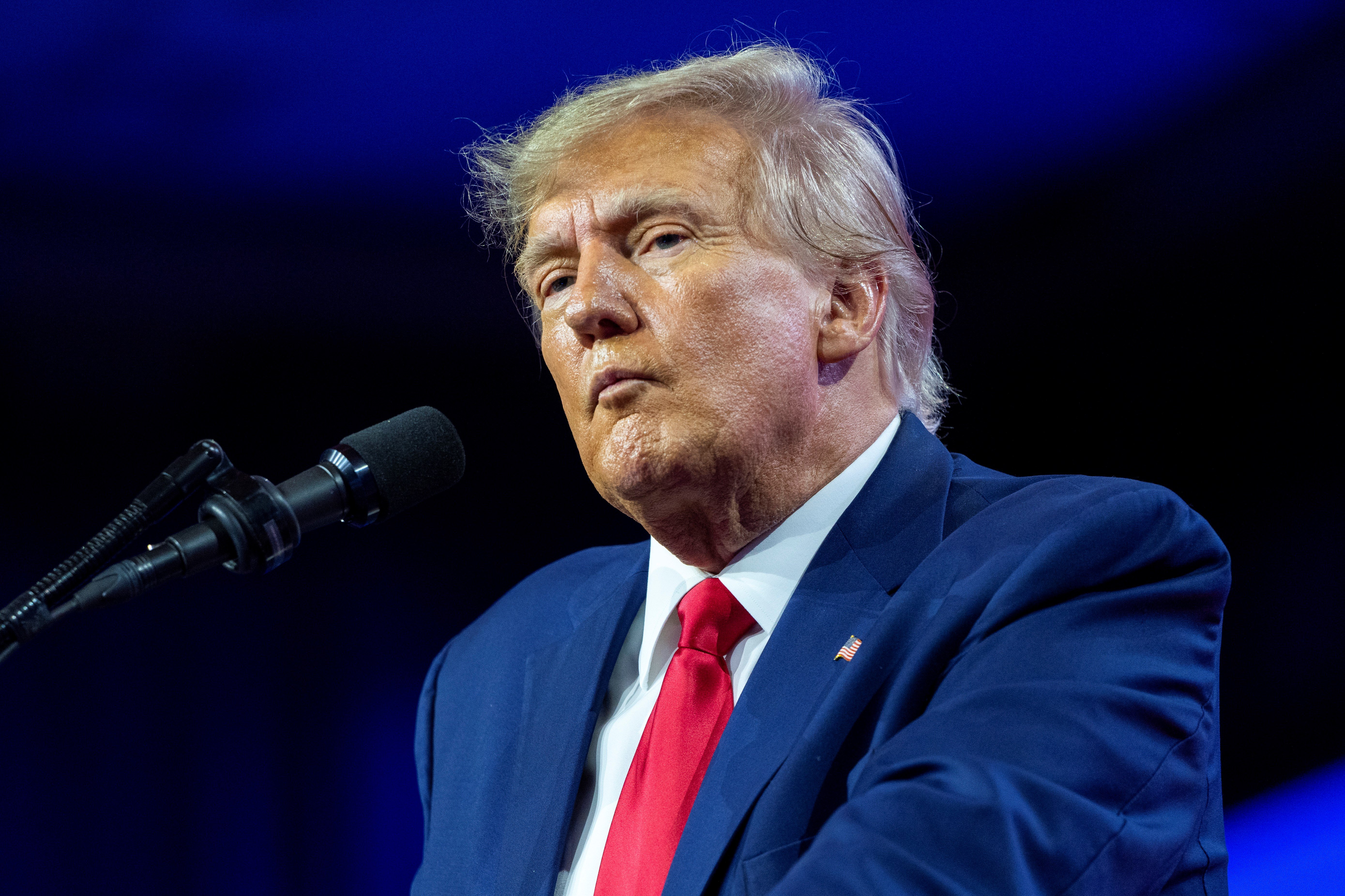 Former US President Donald Trump speaks at the Conservative Political Action Conference, CPAC 2023, Saturday, March 4, 2023 (AP).