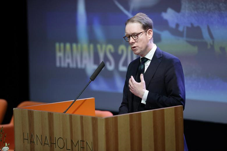 Swedish Foreign Minister Tobias Billstrom attends the Hanalys foreign policy forum in Helsinki, Finland, February 7, 2023 (Reuters).