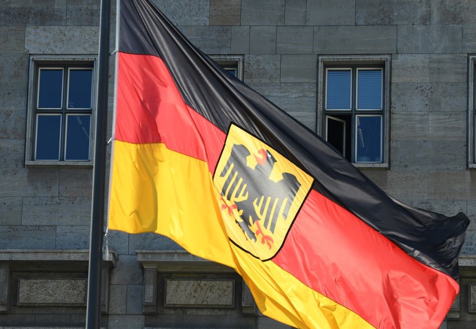 A flag flutters in front of the German finance ministry in Berlin, Germany, September 9, 2021 (Reuters)