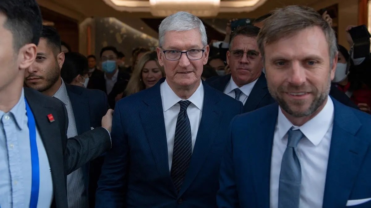Apple’s CEO Tim Cook at the China Development Forum 2023, in Beijing, China, on March 25, 2023. (Reuters)