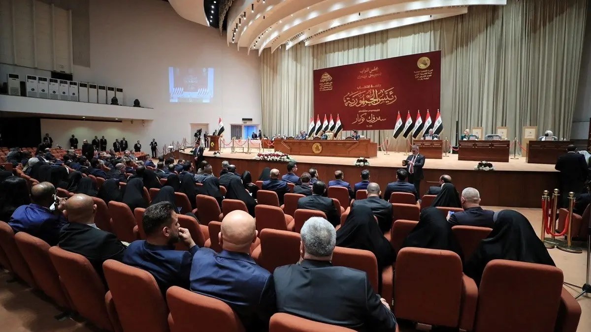 Iraqi lawmakers attend a session of the Iraqi parliament in Baghdad, Iraq on March 26, 2022. (Reuters)