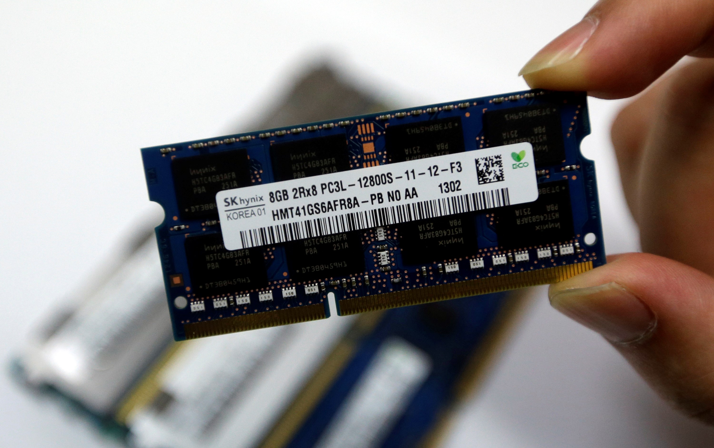 SK Hynix Inc.'s DRAM module is shown at its the headquarters in Seoul, South Korea, Wednesday, January 30, 2013 (AP).