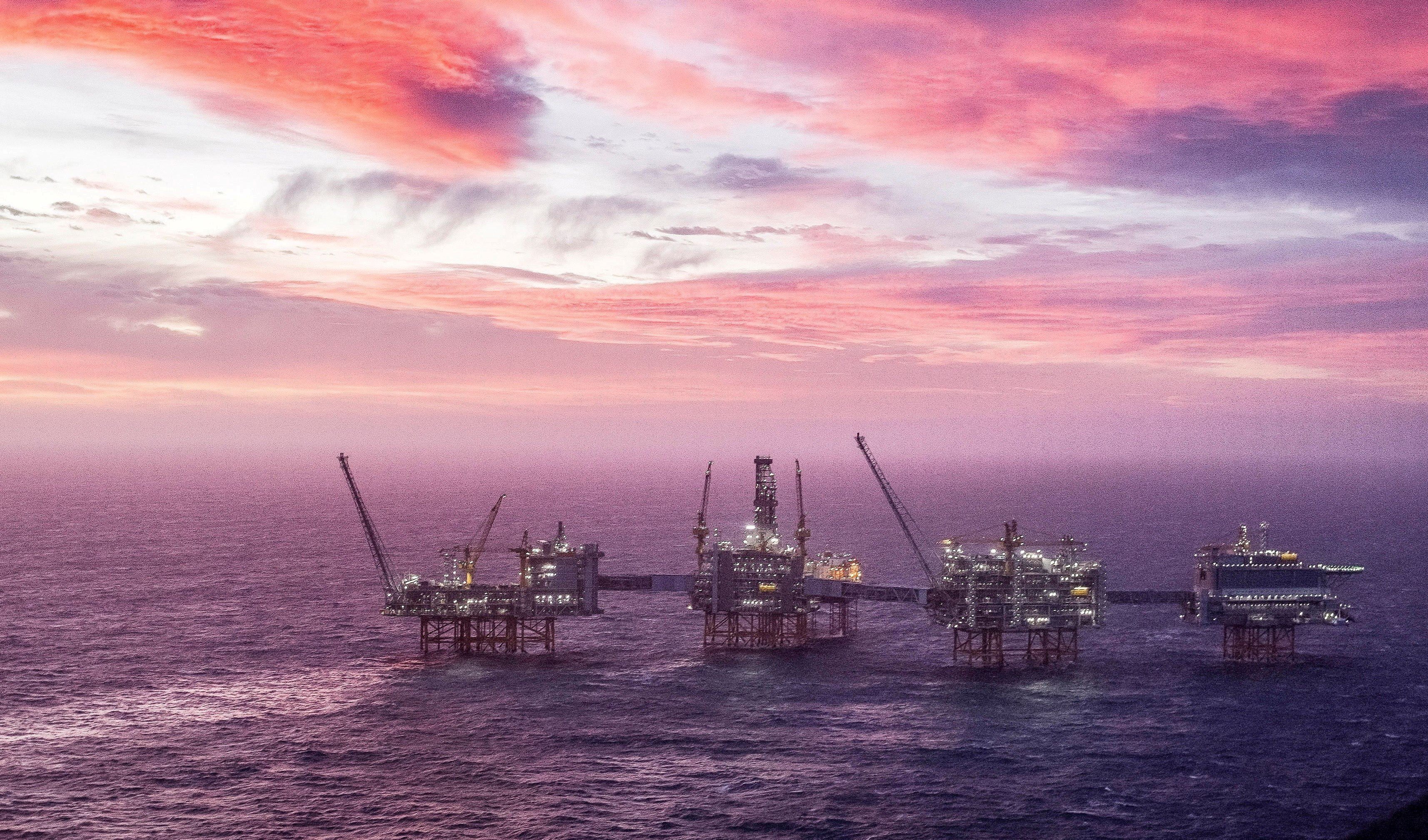 A view of the Johan Sverdrup oilfield in the North Sea on January 7, 2020, in Norway (Reuters)