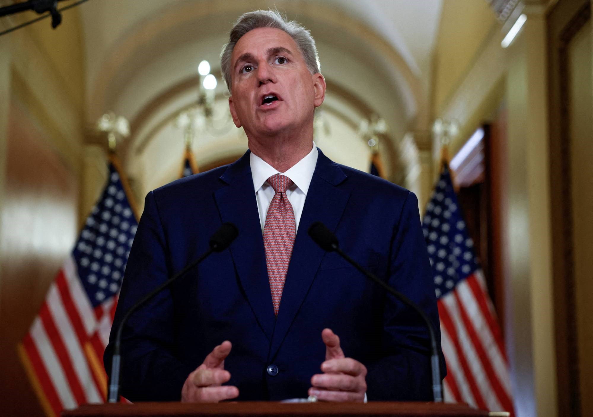 US House Speaker Kevin McCarthy speaking (Reuters)