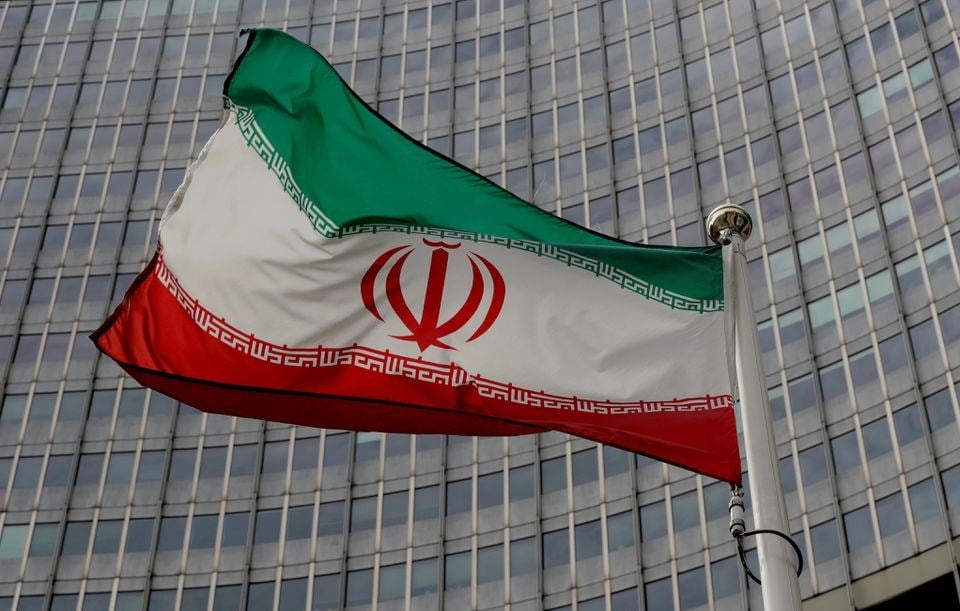 An Iranian flag flutters in front of the International Atomic Energy Agency (IAEA) headquarters in Vienna, Austria, September 9, 2019. (Reuters)