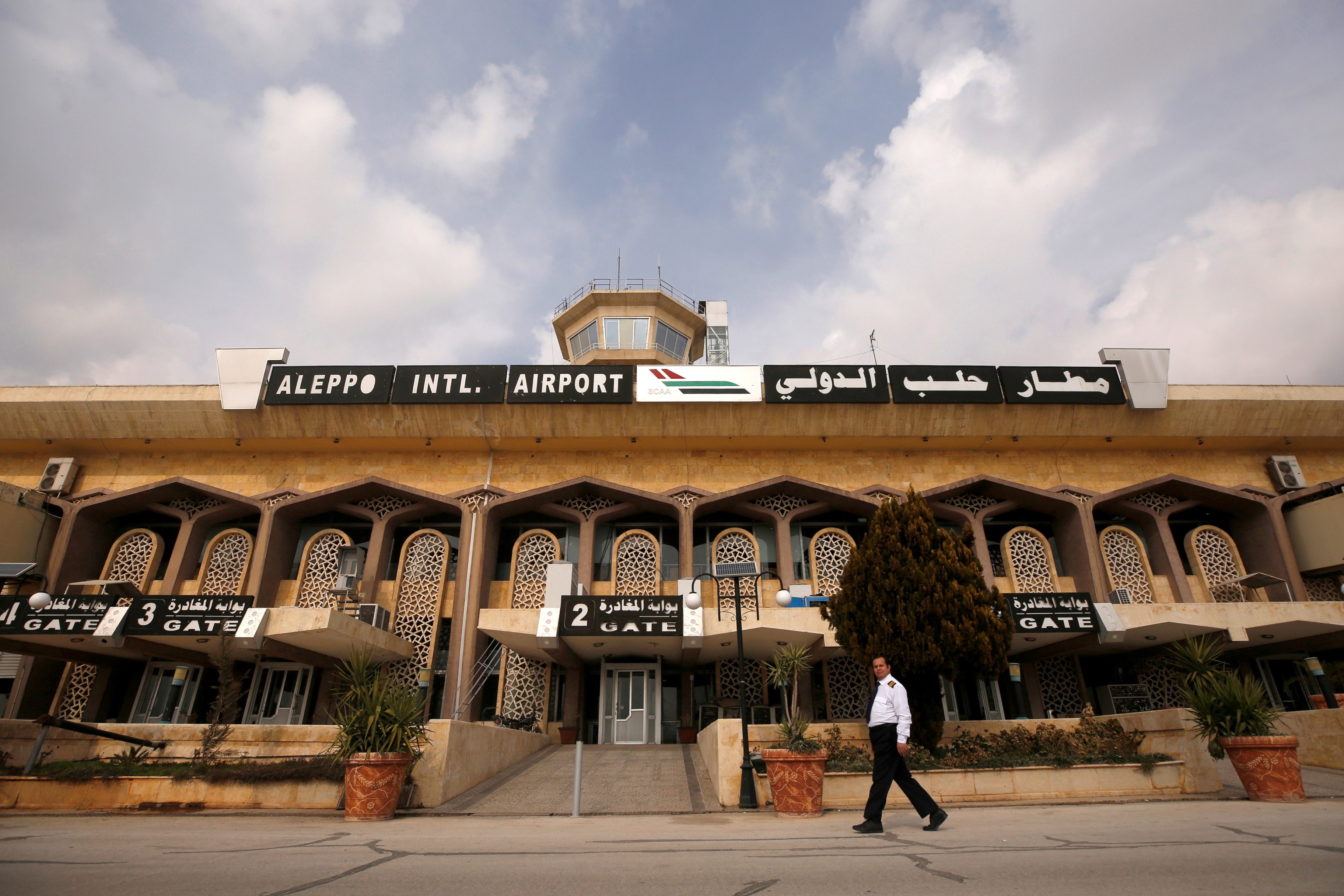A man walks at Aleppo international airport after it was reopened for the first time in years, Syria February 19, 2020. (Reuters)