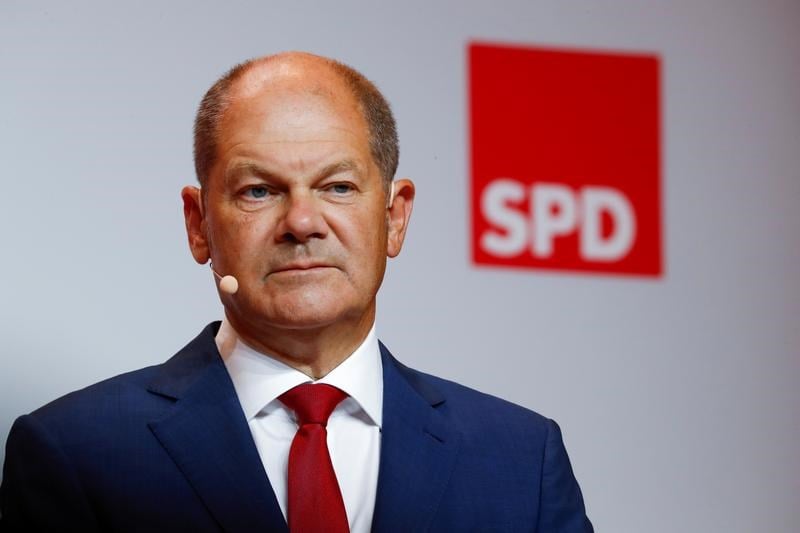 German Chancellor Olaf Scholz as a news conference in Berlin, Germany in August 2020 (Reuters)