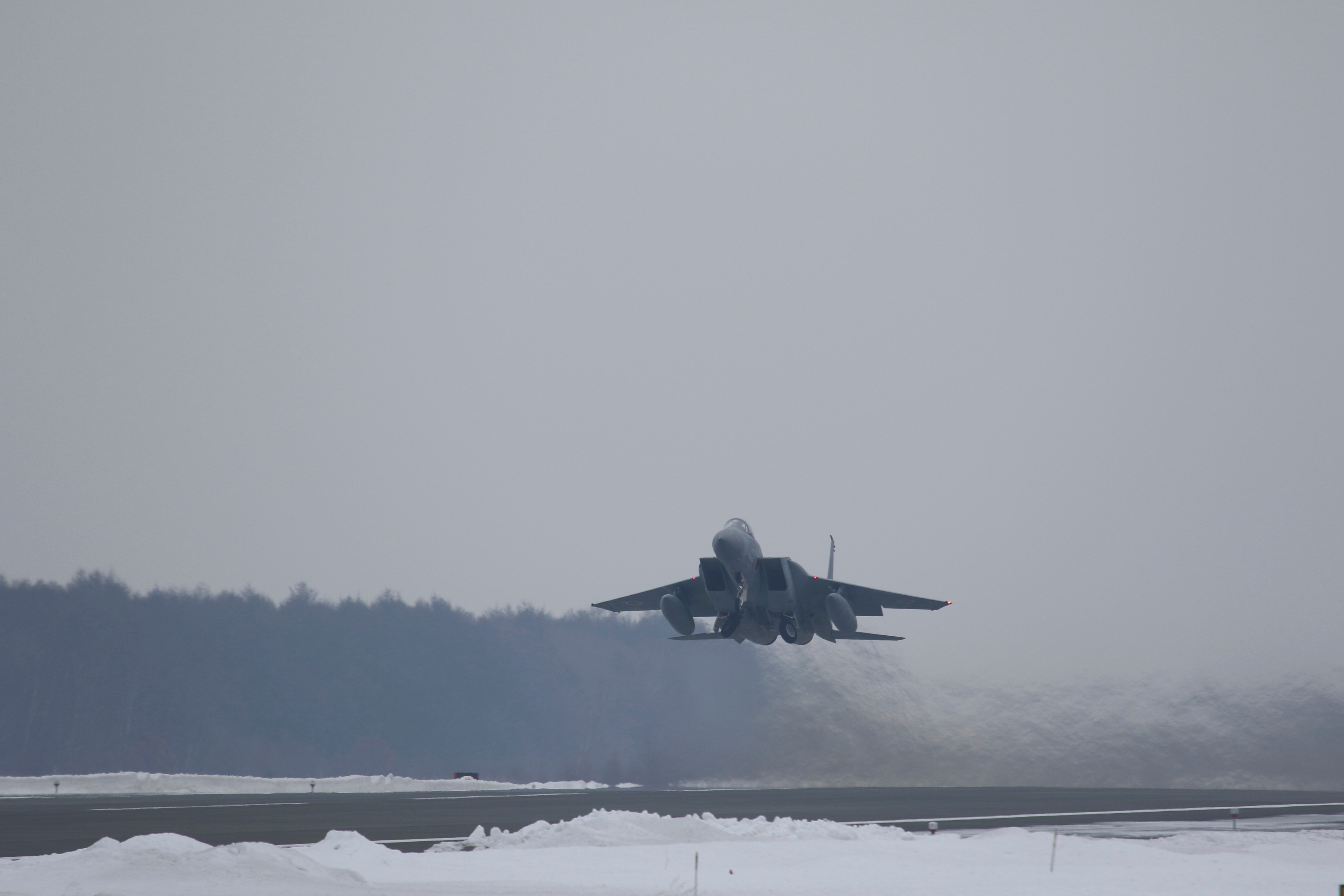 This photo released by the Joint Staff of Japanese Self-Defense Force, shows a F-15 warplane takes off during a bilateral exercise Sunday, Feb. 19, 2023. (AP)