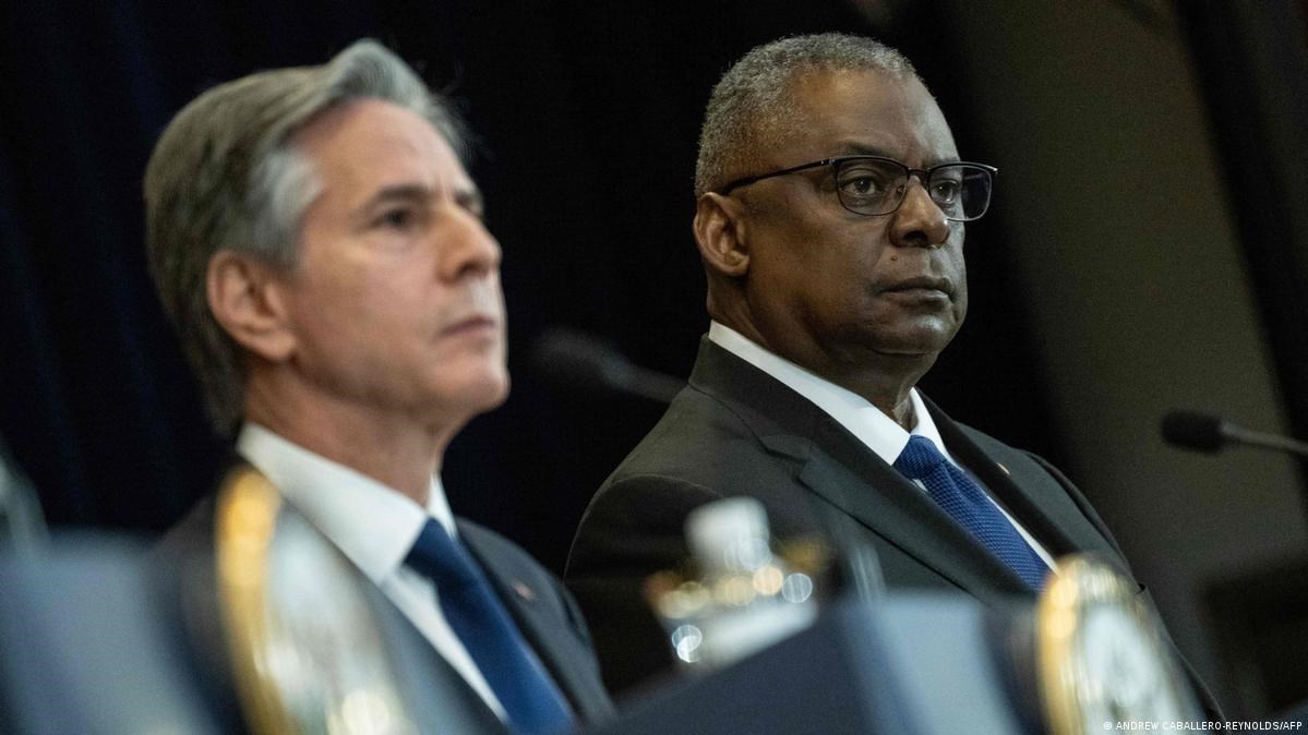 US Secretary of State Antony Blinken and Defense Secretary Lloyd Austin in 2022 at a press conference (AFP)