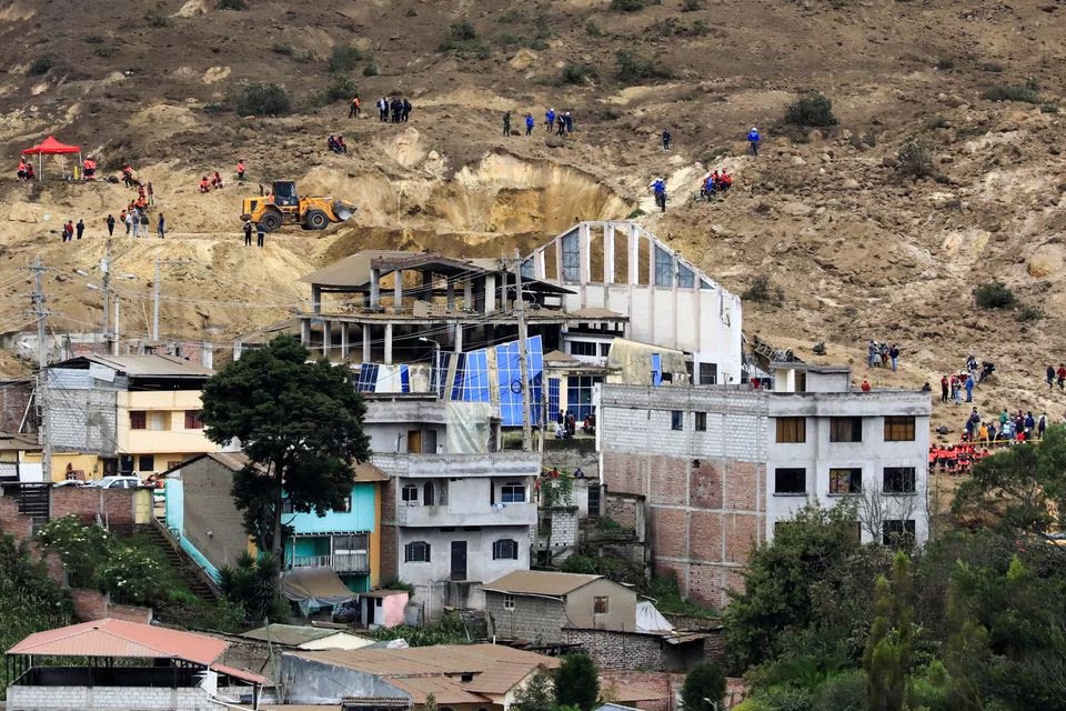 Site of the landslide, in Alusi, Ecuador, triggered by heavy rains, March 28, 2023. (REUTERS)