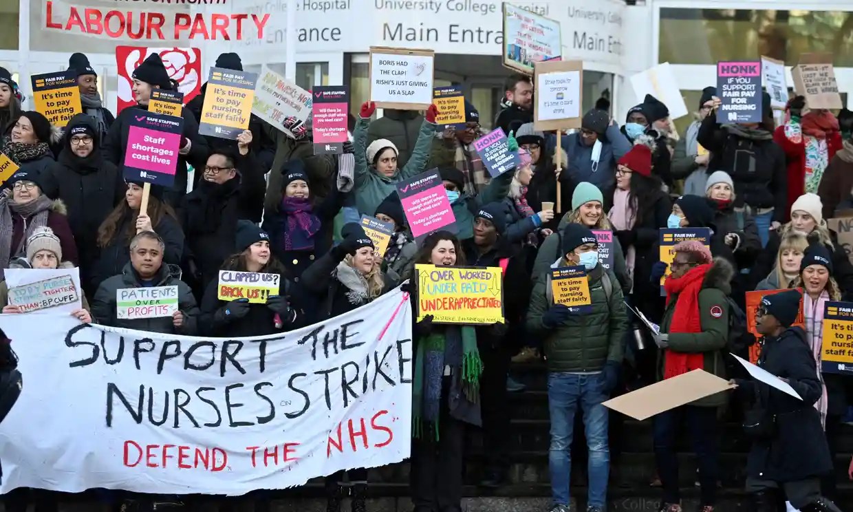The nurses’ strike in London earlier this year. (Reuters)