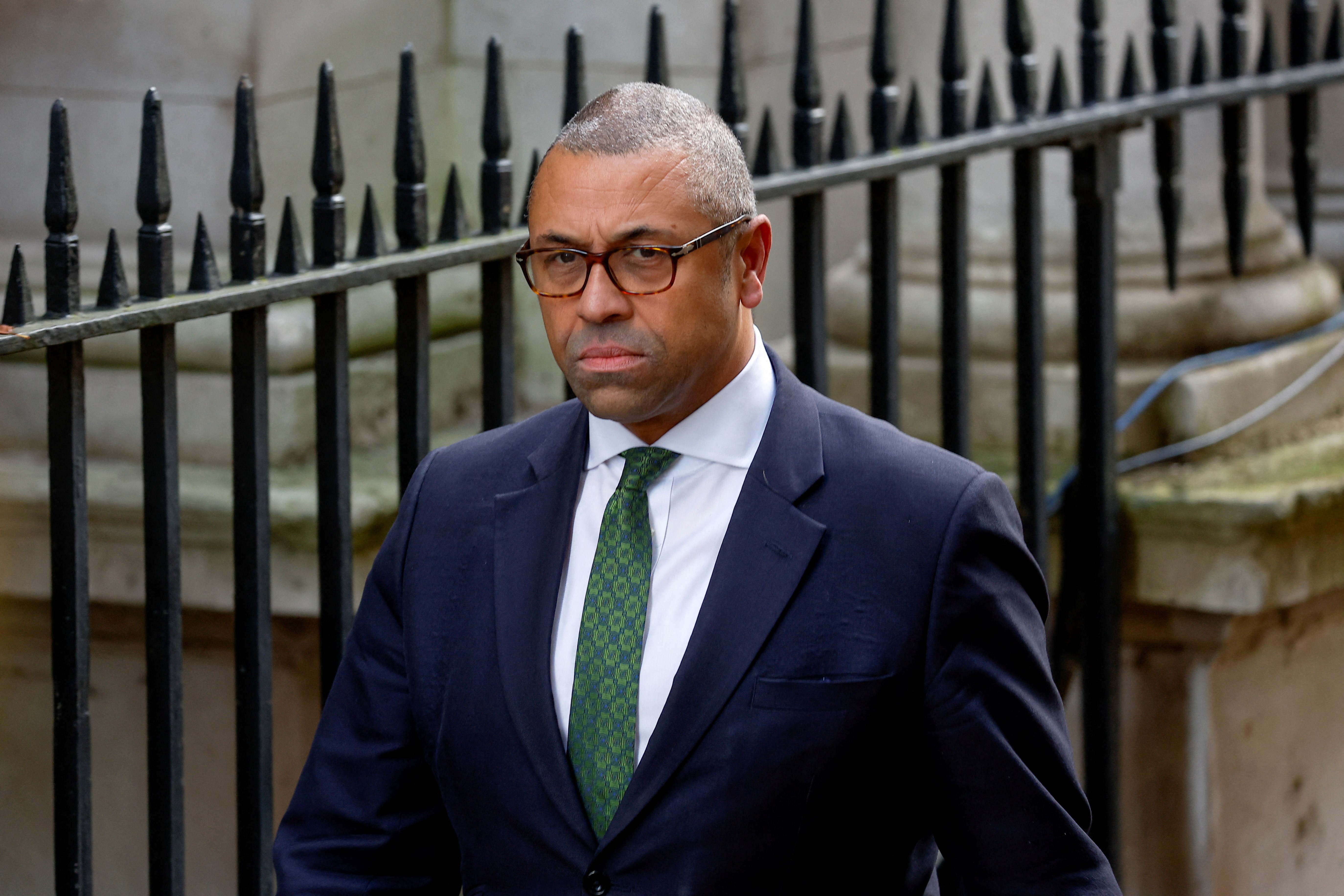 James Cleverly outside Number 10 Downing Street, in London, Britain, on October 25, 2022 (Reuters)