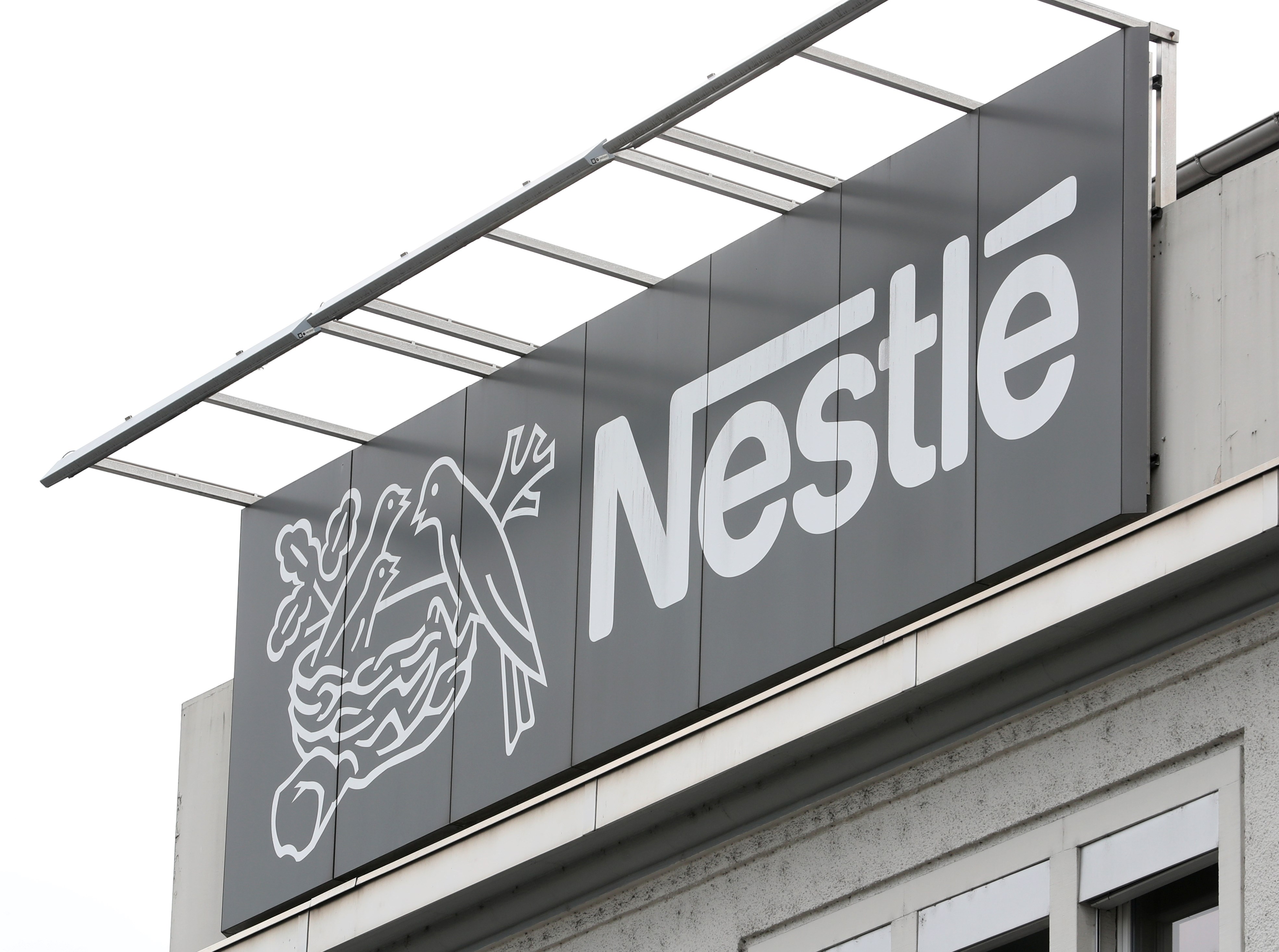 The company's logo is seen at a Nestle plant in Konolfingen, Switzerland on September 28, 2020 (Reuters)