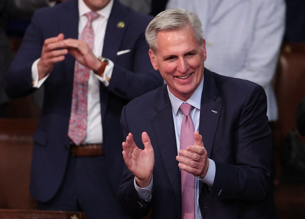US House Republican Leader Kevin McCarthy in the House Chamber at the U.S. Capitol Building on January 07, 2023 in Washington, DC, US (AFP)