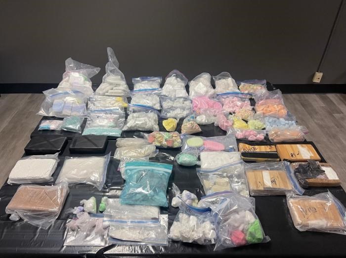 =Forty-two kilograms of fentanyl seized by police in Alameda County, California, on December 20, 2022. (AFP)
