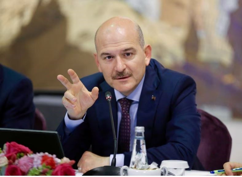 Turkish Interior Minister Suleyman Soylu speaks during a news conference in Istanbul, Turkey, August 21, 2019. (Reuters)