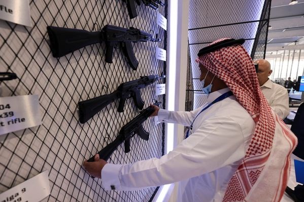 A Russian-made automatic assault rifle was on display at the World Defense Show in Riyadh, Saudi Arabia in March 2022 (Reuters)