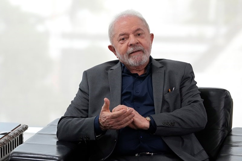 Brazilian President Luiz Inacio Lula da Silva meets with government officials  in Brazil, January 9,2023. (AP)