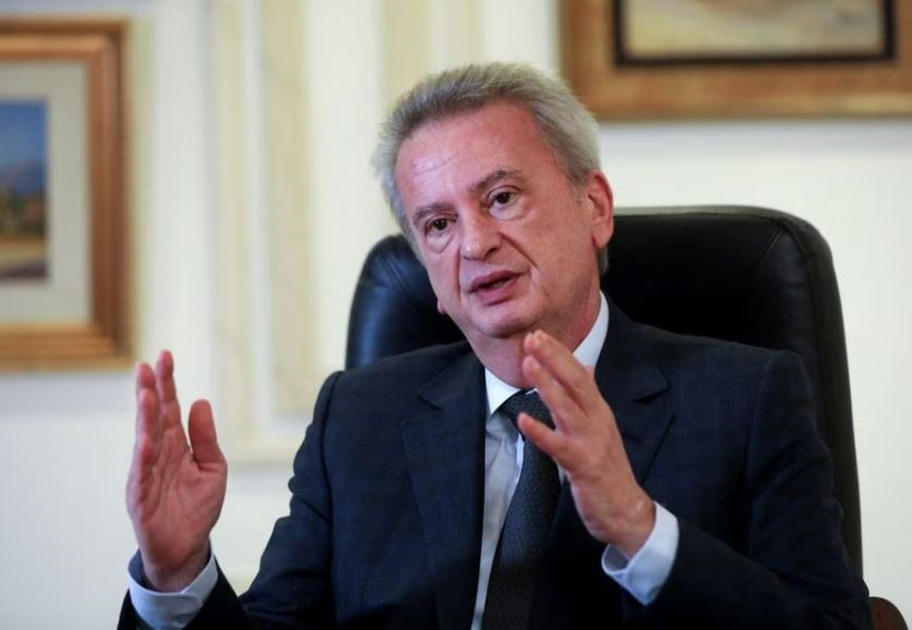 Lebanon's Central Bank Governor Riad Salameh speaks during an interview for Reuters Next conference, in Beirut, Lebanon November 23, 2021. (Reuters)