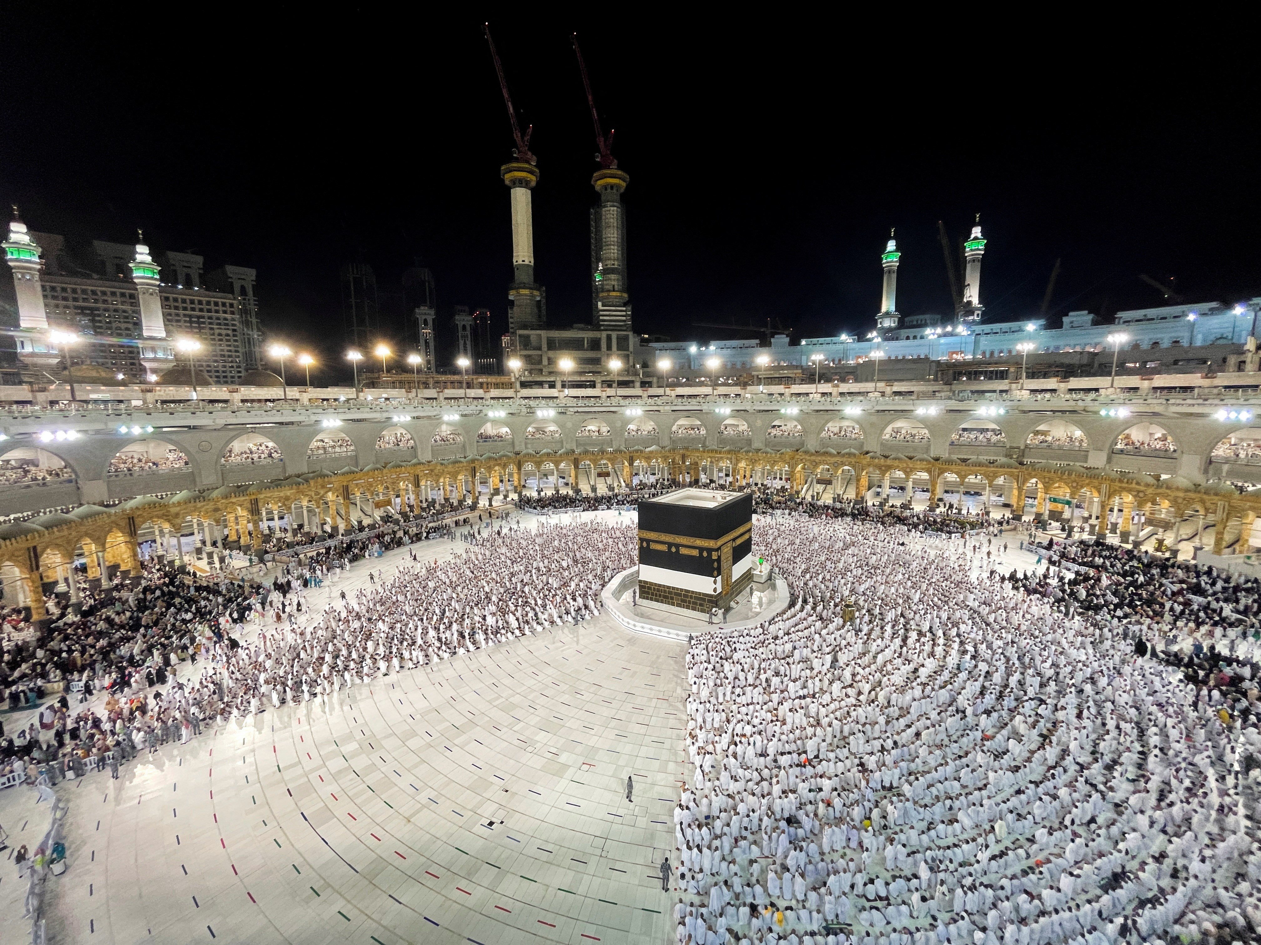 Muslim pilgrims pray at the Grand Mosque, Mecca, Saudi Arabia, July 1 2022. (Reuters)