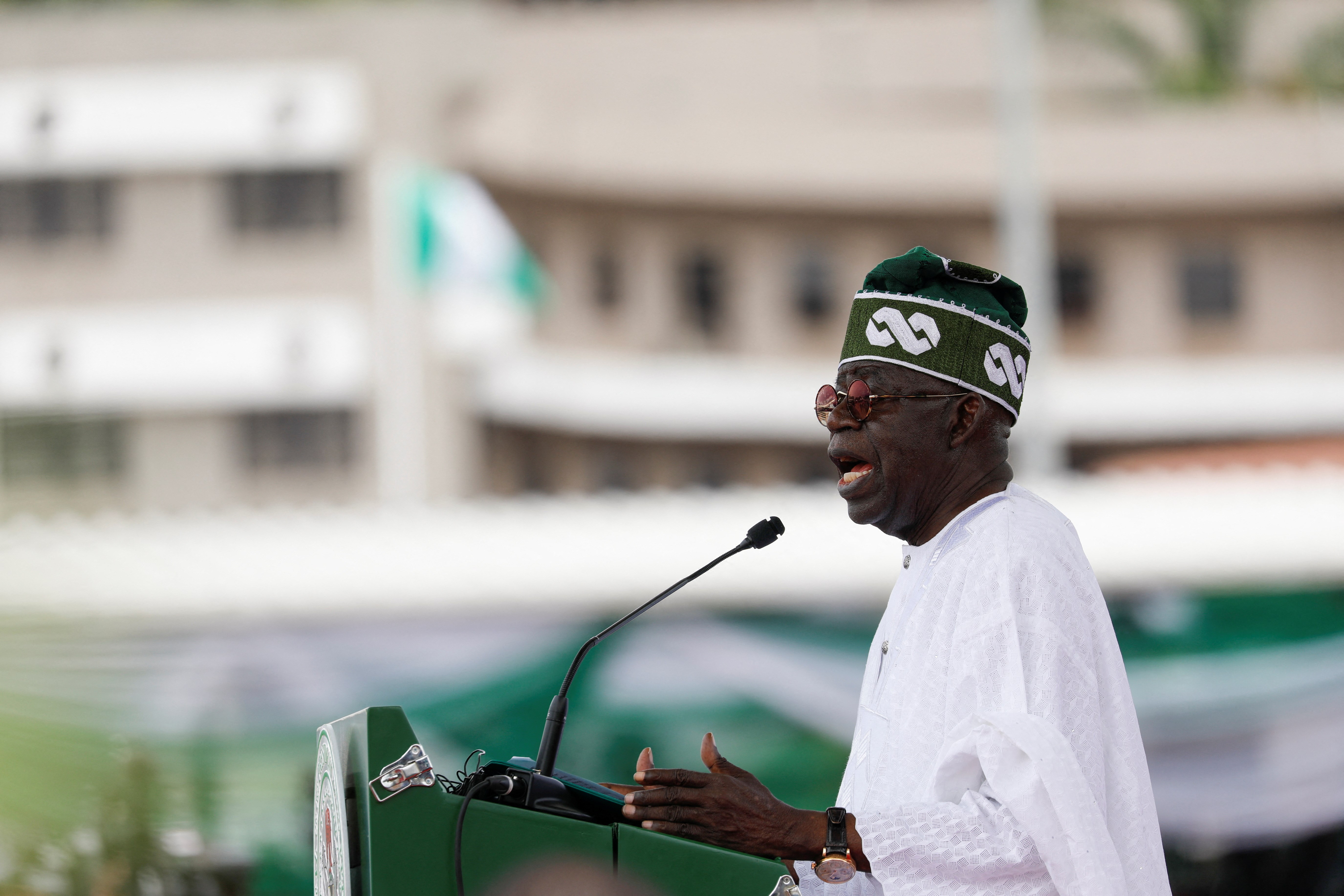 Nigerian President Bola Tinubu speak at a ceremony in Abuja, Nigeria, May 29 2023. (Reuters)
