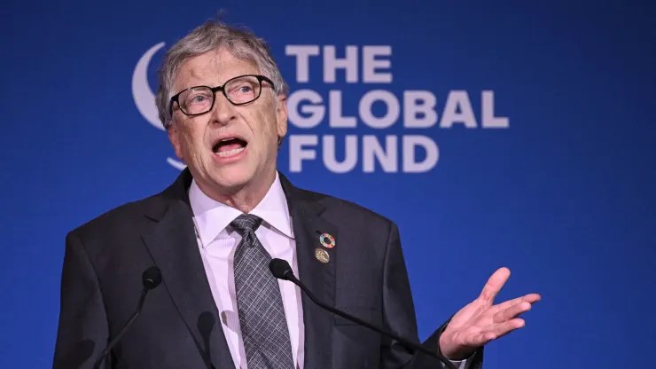 Microsoft founder Bill Gates speaks during the Global Fund Seventh Replenishment Conference in New York on September 21, 2022. (AFP)