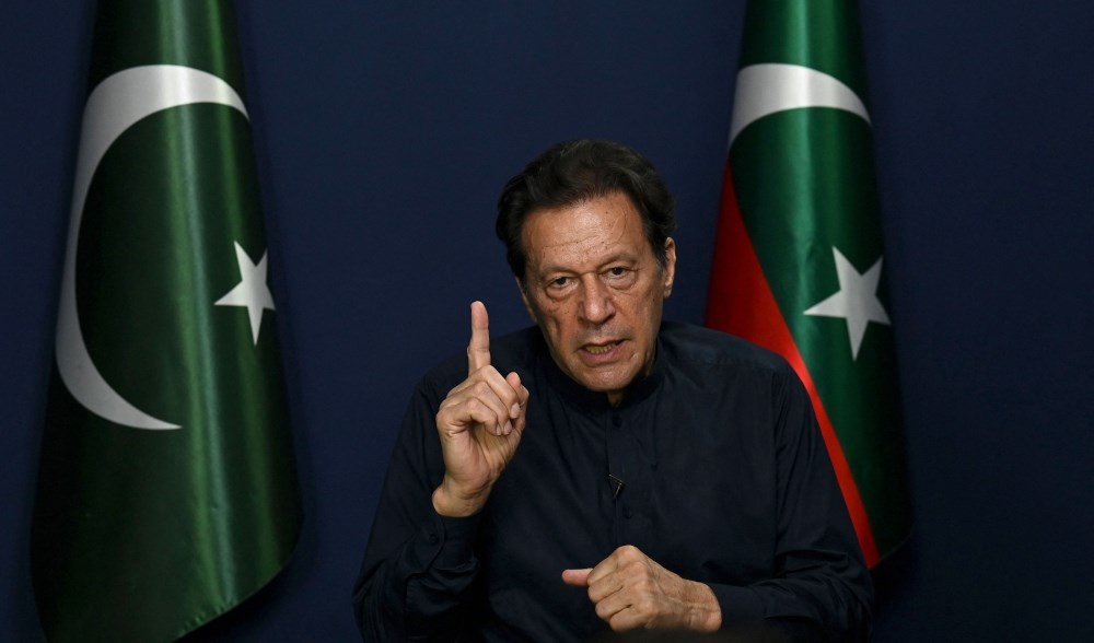 Former Pakistan's Prime Minister Imran Khan during an interview at his residence in Lahore on May 18, 2023 (AFP)