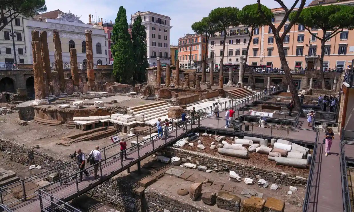 A view of the site at Largo Argentina square. (AP)