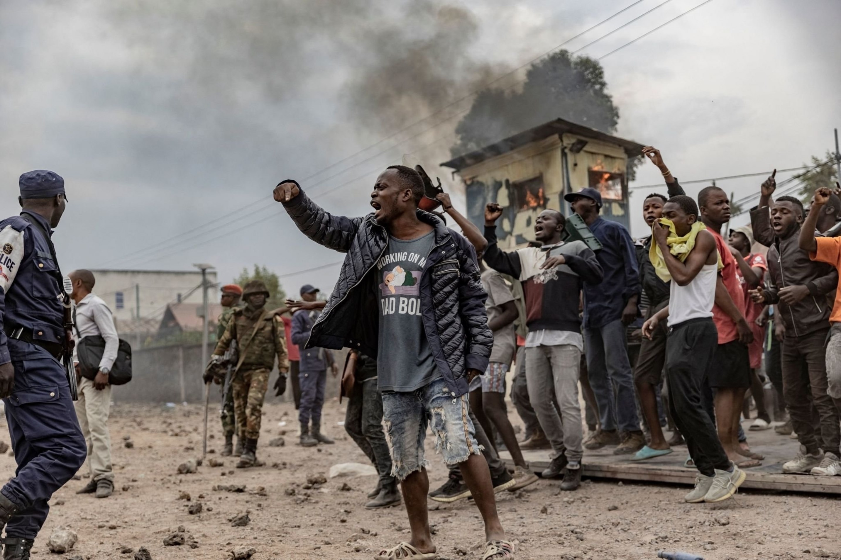 Congolese protesters demonstrate against the UN peacekeeping forces (MONUSCO) in Goma, Democratic Republic of Congo, July 26 2022. (AFP)