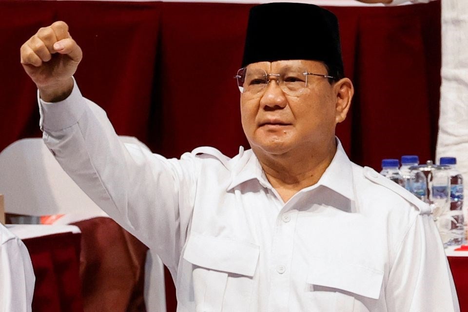 Indonesia's Defence Minister Prabowo Subianto, who was the former general of Indonesian Army Special Forces, gestures while attending Gerindra Party leaders national meeting, in Bogor, Indonesia August 12, 2022. (Reuters)