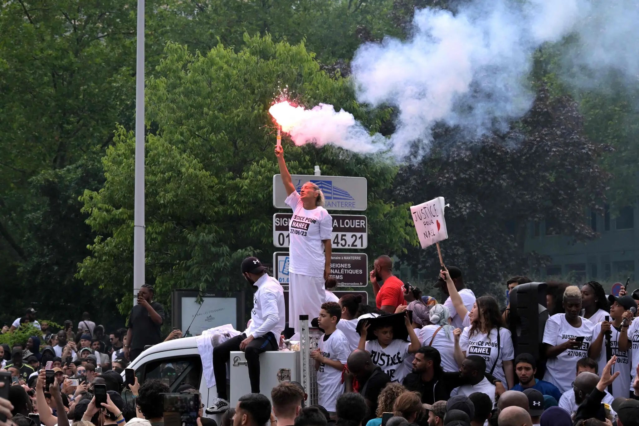 A march for Nahel M. in Nanterre on June 29. (AFP via Getty Images)