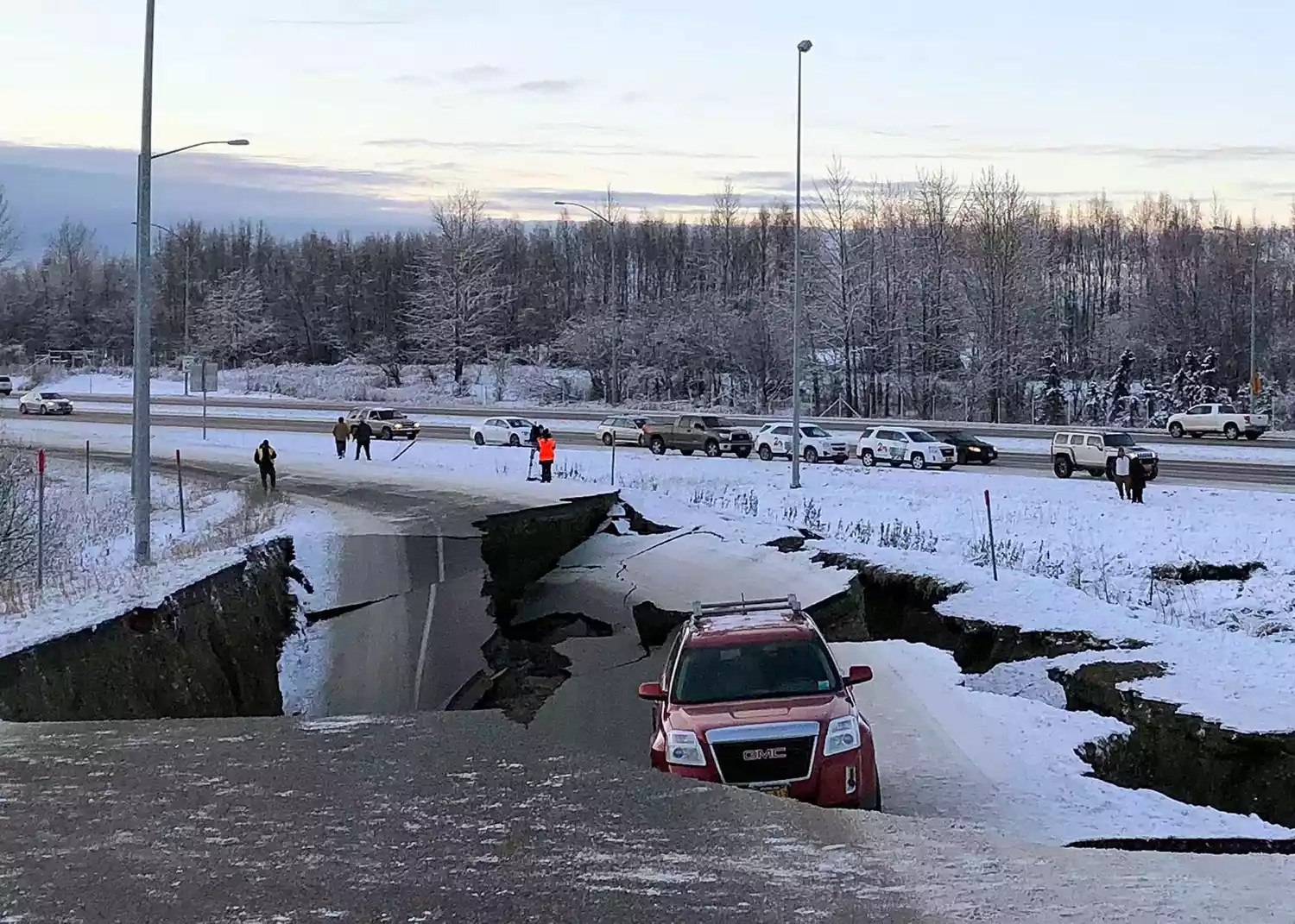A 7.0 earthquake near Anchorage triggered a tsunami warning and caused damaged in Alaska in 2018. (AP)